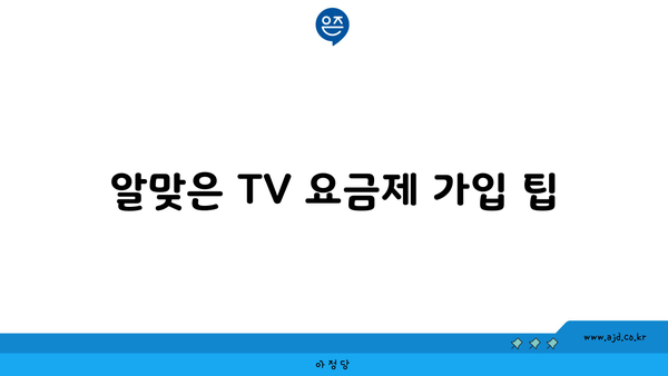 알맞은 TV 요금제 가입 팁