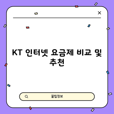 KT 인터넷 요금제 비교 및 추천