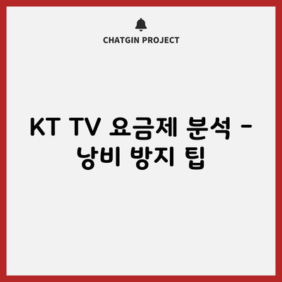 KT TV 요금제 분석 – 낭비 방지 팁