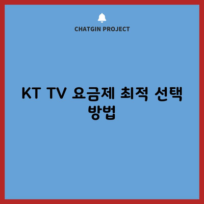 KT TV 요금제 최적 선택 방법