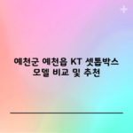 예천군 예천읍 KT 셋톱박스 모델 비교 및 추천