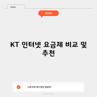 KT 인터넷 요금제 비교 및 추천