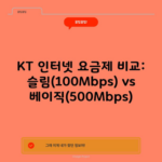 KT 인터넷 요금제 비교: 슬림(100Mbps) vs 베이직(500Mbps)