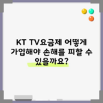 KT TV요금제 어떻게 가입해야 손해를 피할 수 있을까요?