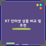 KT 인터넷 상품 비교 및 추천