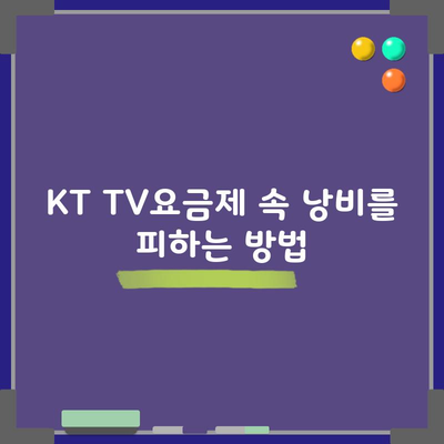 KT TV요금제 속 낭비를 피하는 방법