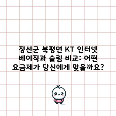 정선군 북평면 KT 인터넷 베이직과 슬림 비교: 어떤 요금제가 당신에게 맞을까요?