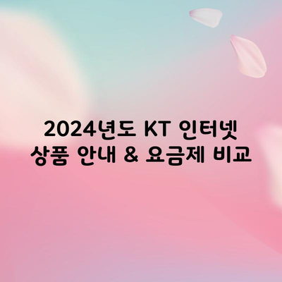 2024년도 KT 인터넷 상품 안내 & 요금제 비교