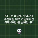 KT TV 요금제, 상담사가 추천하는 대로 가입하다간 최대 60만 원 손해입니다