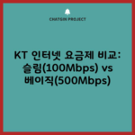 KT 인터넷 요금제 비교: 슬림(100Mbps) vs 베이직(500Mbps)