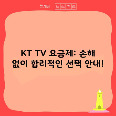 KT TV 요금제: 손해 없이 합리적인 선택 안내!