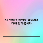 KT 인터넷 베이직 요금제에 대해 알아봅시다