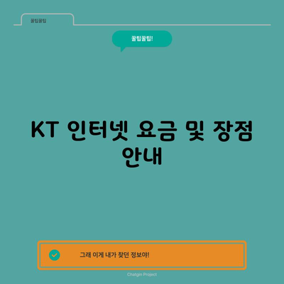 KT 인터넷 요금 및 장점 안내