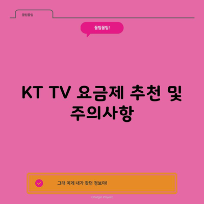 KT TV 요금제 추천 및 주의사항