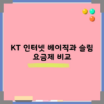 KT 인터넷 베이직과 슬림 요금제 비교