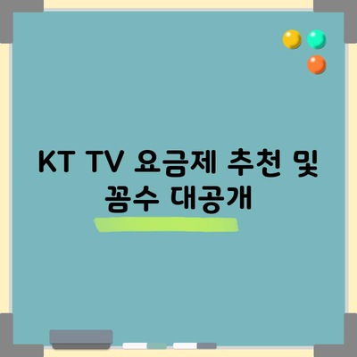 KT TV 요금제 추천 및 꼼수 대공개