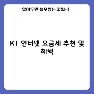 KT 인터넷 요금제 추천 및 혜택