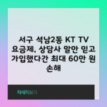 서구 석남2동 KT TV 요금제, 상담사 말만 믿고 가입했다간 최대 60만 원 손해