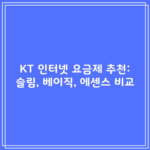 KT 인터넷 요금제 추천: 슬림, 베이직, 에센스 비교