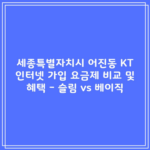 세종특별자치시 어진동 KT 인터넷 가입 요금제 비교 및 혜택 – 슬림 vs 베이직