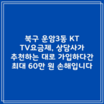 북구 운암3동 KT TV요금제, 상담사가 추천하는 대로 가입하다간 최대 60만 원 손해입니다