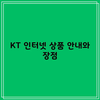 KT 인터넷 상품 안내와 장점