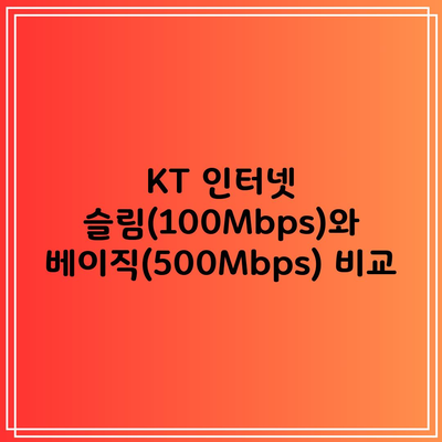 KT 인터넷 슬림(100Mbps)와 베이직(500Mbps) 비교