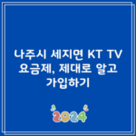 나주시 세지면 KT TV 요금제, 제대로 알고 가입하기