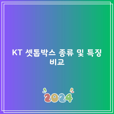 KT 셋톱박스 종류 및 특징 비교