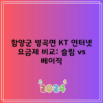 함양군 병곡면 KT 인터넷 요금제 비교: 슬림 vs 베이직