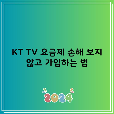 KT TV 요금제 손해 보지 않고 가입하는 법