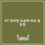 KT 인터넷 요금제 비교 및 추천