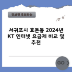 서귀포시 효돈동 2024년 KT 인터넷 요금제 비교 및 추천