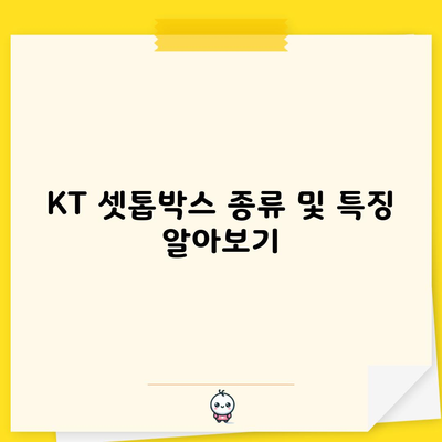 KT 셋톱박스 종류 및 특징 알아보기