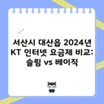 서산시 대산읍 2024년 KT 인터넷 요금제 비교: 슬림 vs 베이직