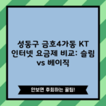 성동구 금호4가동 KT 인터넷 요금제 비교: 슬림 vs 베이직