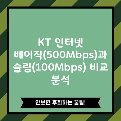 KT 인터넷 베이직(500Mbps)과 슬림(100Mbps) 비교 분석