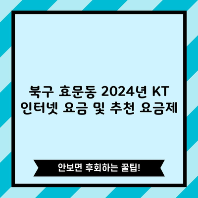 북구 효문동 2024년 KT 인터넷 요금 및 추천 요금제