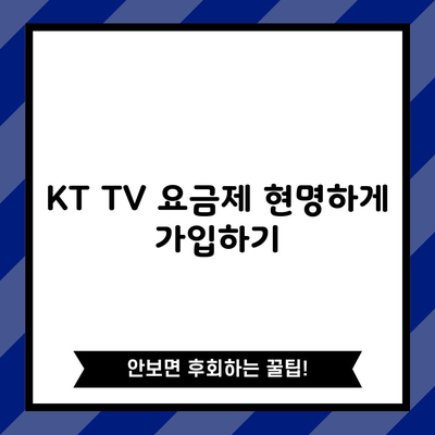 KT TV 요금제 현명하게 가입하기