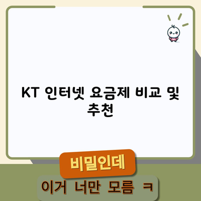 KT 인터넷 요금제 비교 및 추천