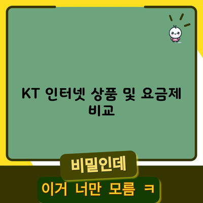 KT 인터넷 상품 및 요금제 비교