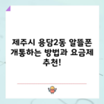 제주시 용담2동 알뜰폰 개통하는 방법과 요금제 추천!