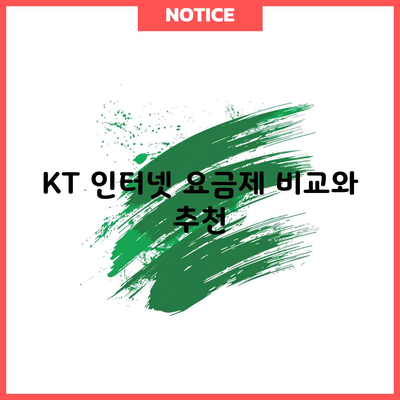 KT 인터넷 요금제 비교와 추천