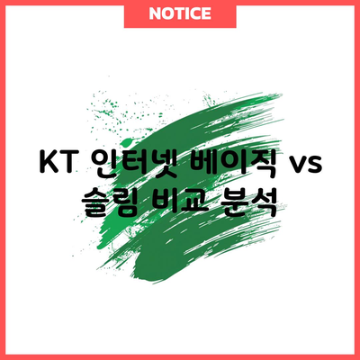 KT 인터넷 베이직 vs 슬림 비교 분석