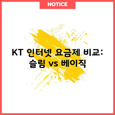 KT 인터넷 요금제 비교: 슬림 vs 베이직