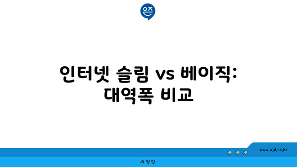 인터넷 슬림 vs 베이직: 대역폭 비교