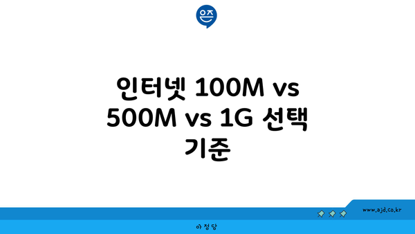 인터넷 100M vs 500M vs 1G 선택 기준