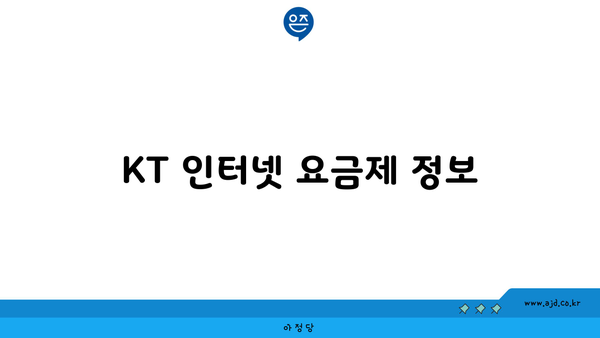 KT 인터넷 요금제 정보