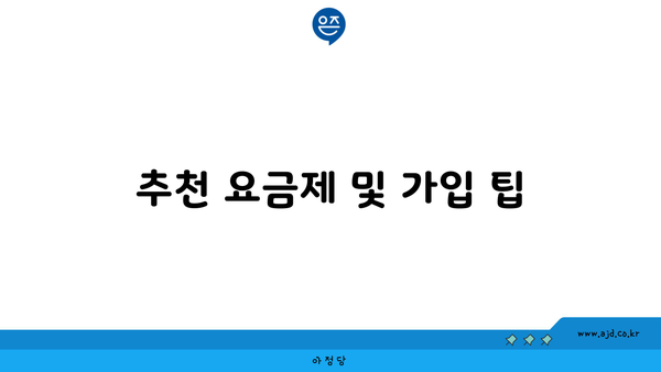 추천 요금제 및 가입 팁