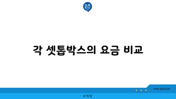 각 셋톱박스의 요금 비교